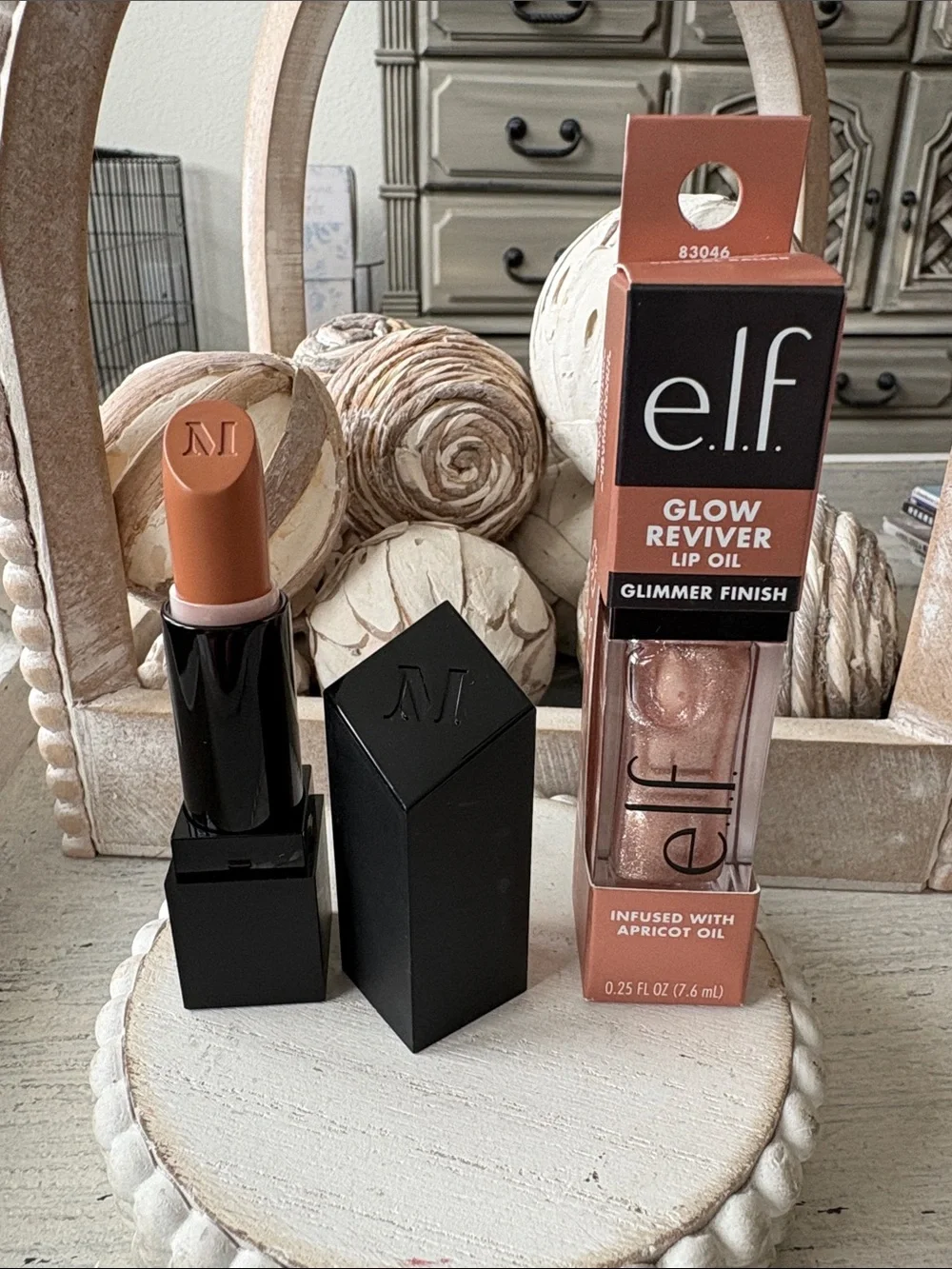 Morphe Nude Lipstick & elf Glow Revival Lip Oil Bundle